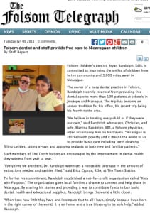 Screenshot of The Folsom telegraph article about Dr. Bryan's Nicaraguan aid